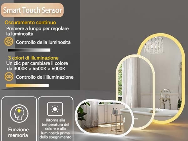 Specchio Bagno con Luce Specchio per Bagno Specchio led Bagno