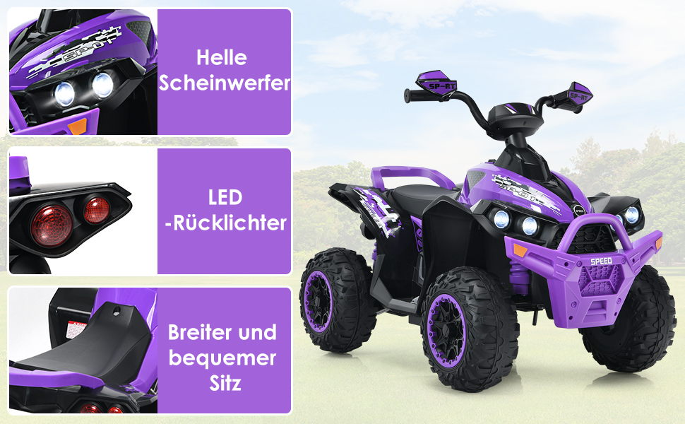 COSTWAY 12V Elektro Kinderquad mit Musik Kinder quad 