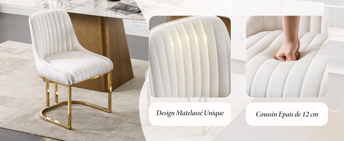 Chaise de salle à manger avec pieds en métal