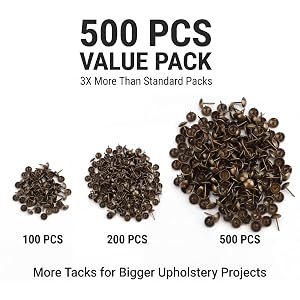 Kingrol 500PCS Upholstery Tacks Decorative Nailhead Trim, 7/16&amp;#34; Antique Brass Furniture Nails