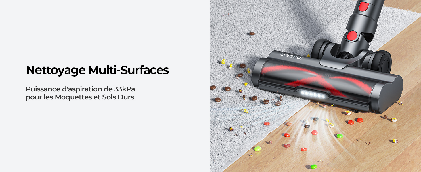 Aspirateur Balai Sans Fil Laresar X11 - 550W, 60 Min D'autonomie, Sans Sac - Puissant Pour Multi-surfaces