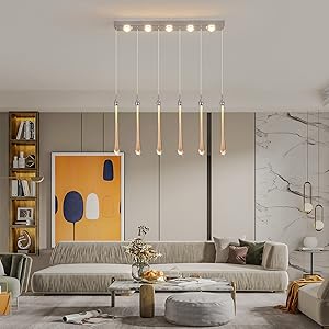 Eiinee Crystal Pendant Lights, Dimmable Modern LED Pendant Light with Bubble Glass Teardrop