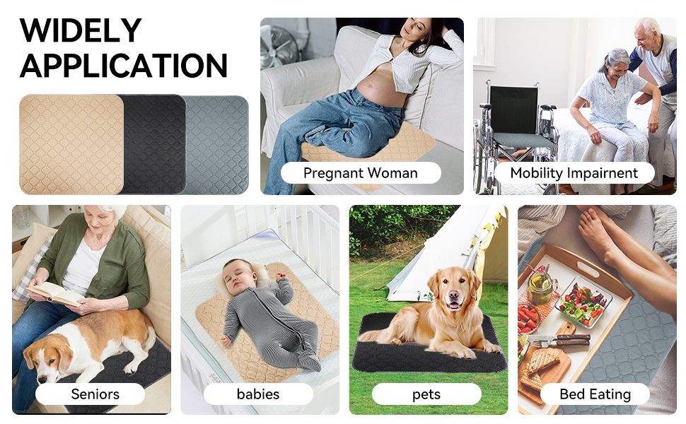 Text reads 'WIDELY' and 'APPLICATION'. Grid of application photos showing the product being used in various settings including office and outdoor environments.