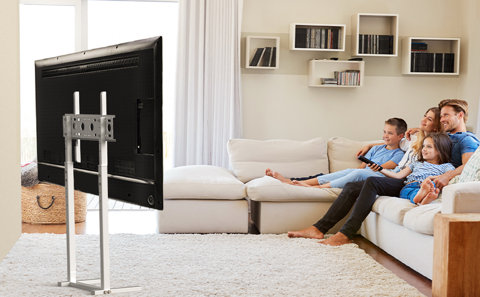 UNHO Supporto TV da Pavimento Bianco: Porta TV da Terra Stand TV