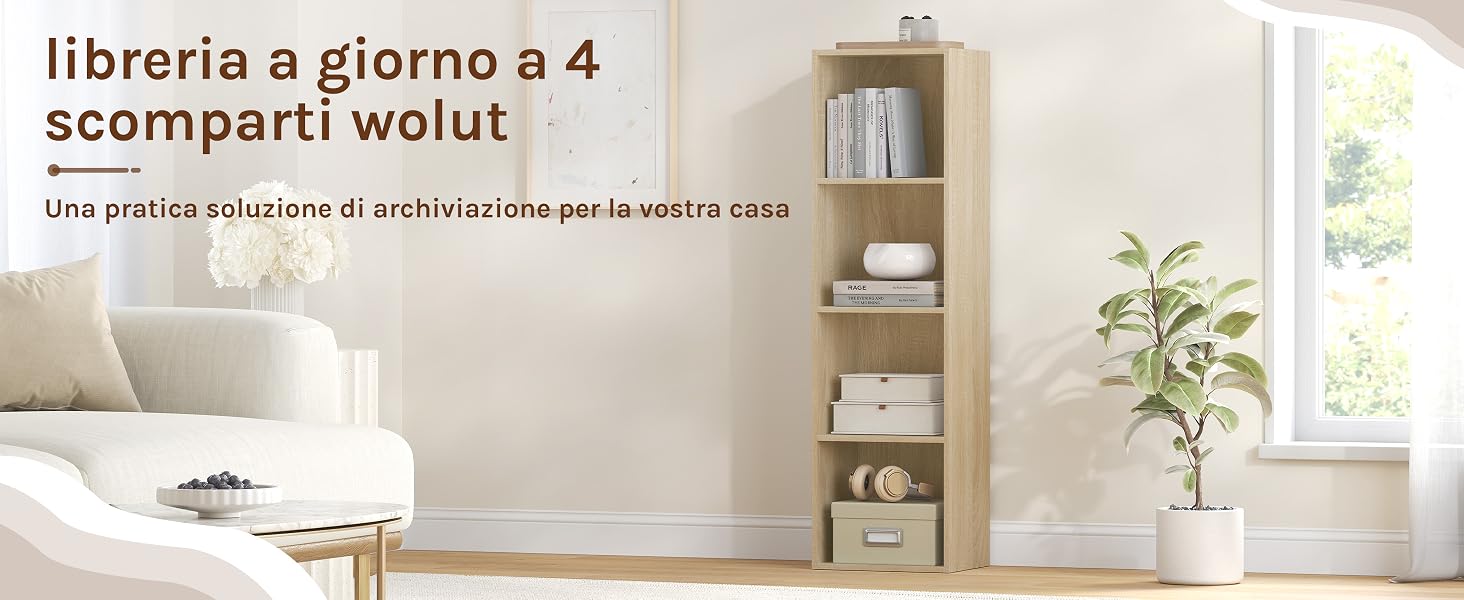 una libreria con libri e altri oggetti sullo sfondo