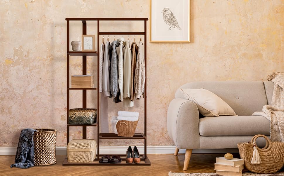 Appendiabiti Metallico Dorato Con Ruote E 4 Ripiani – Organizzatore Per Abiti Scarpe Borsa - 2