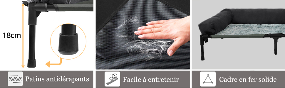 lit de camp pour chien sureleve surélevé 30kg 110cm l xl grand grande taille m s moyen