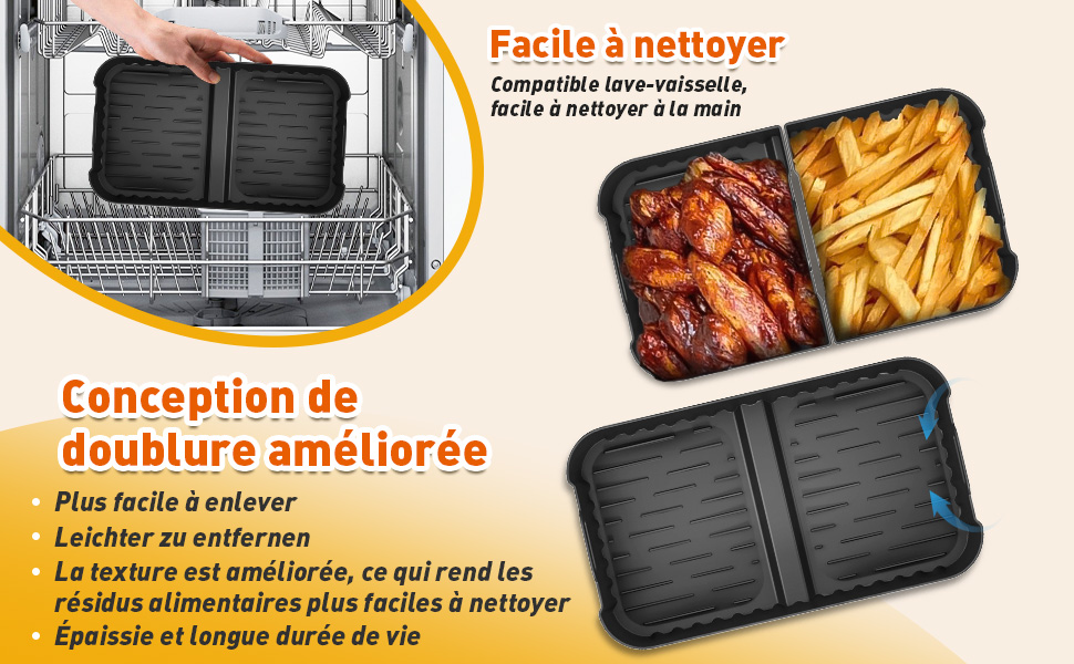 lavable au lave-vaisselle avec revêtement amélioré.