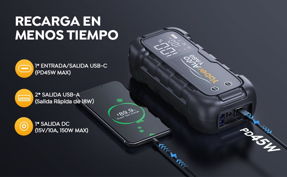 YaberAuto arrancador coche portatil