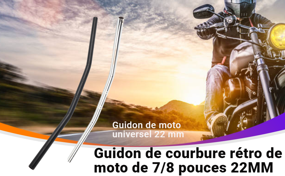 guidon en acier noir argent montage universel pour la plupart des motos
