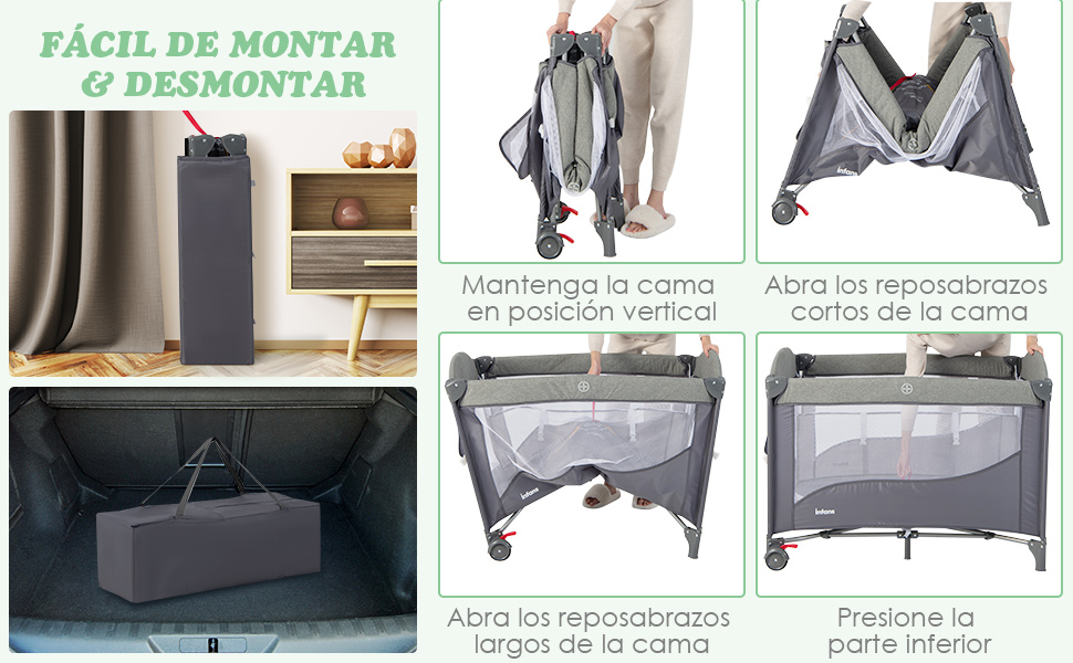 Cuna de Viaje para Bebé con Colchón