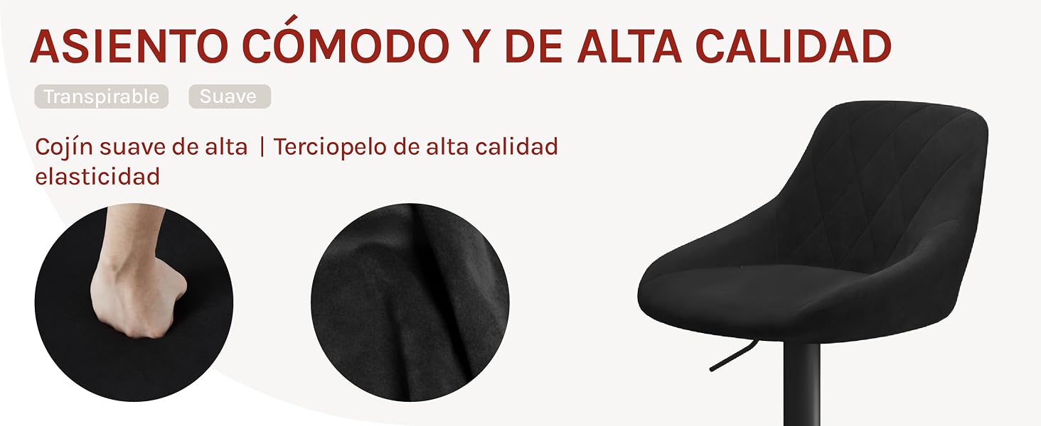 con cojín elástico de alta calidad. Las imágenes de primer plano muestran una textura suave y propiedades de materiales flexibles