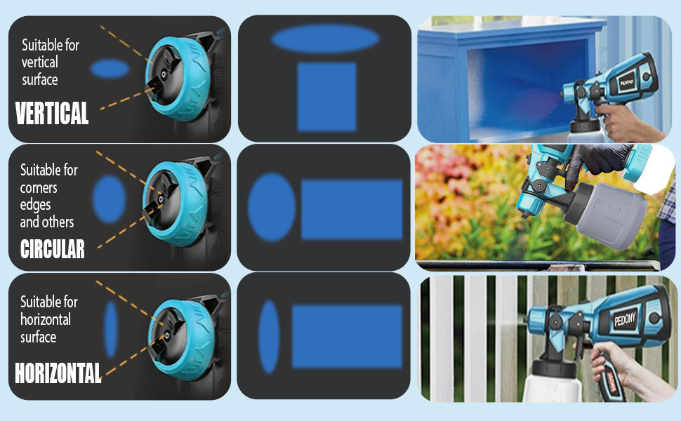 Cordless Paint sprayer can be adjusted to 3 different spray patterns