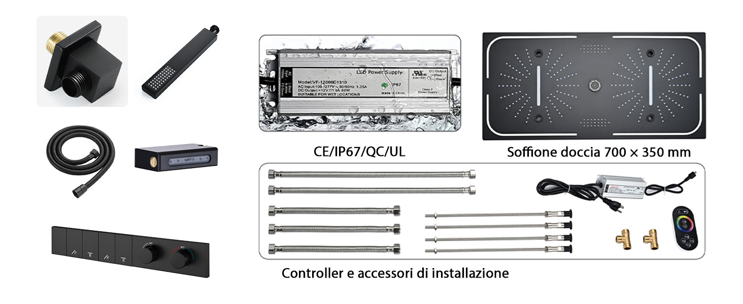 Kit di accessori per utensili rotanti contenente più componenti: staffe di montaggio, adattatori, pinze, alberi metallici, cavi e documentazione di istruzioni etichettata «CEPI/FOCIL» con guida al montaggio.