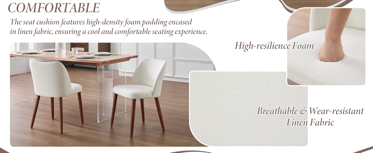 Modern dining room furniture set featuring chairs and table in neutral tones.