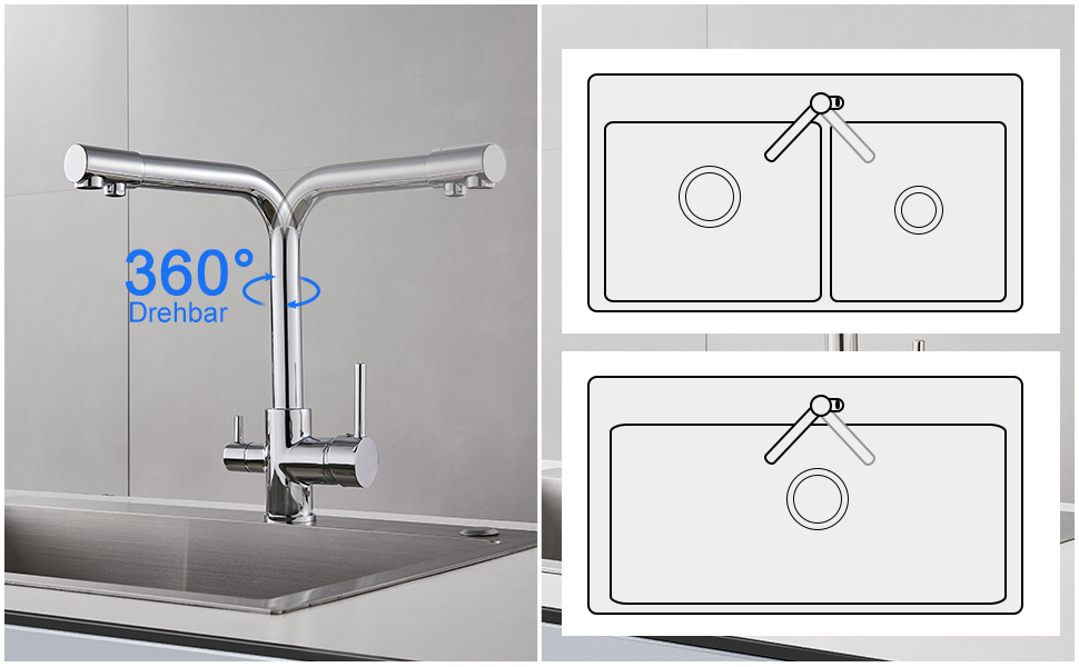 Robinet rotativo 360° 3 vías