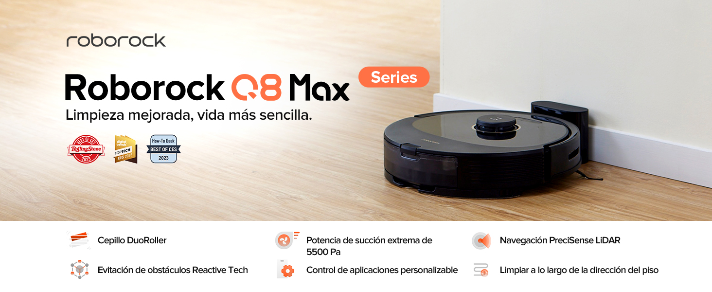 roborock Q8 MAX Robot Aspirador con Cepillos Dobles/Succión de
