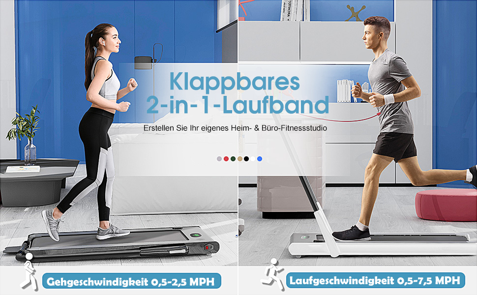 2 in 1 Laufband mit APP & Fernbedienung | Bluetooth