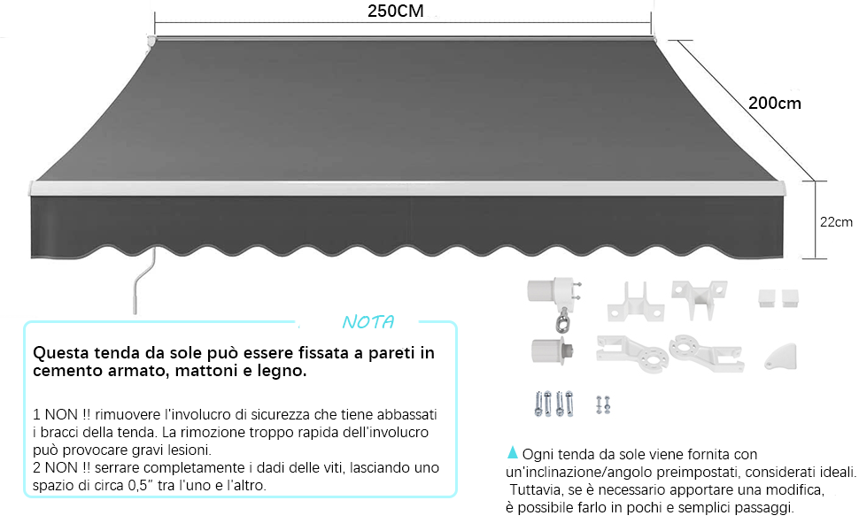 tenda da sole a bracci estensibili