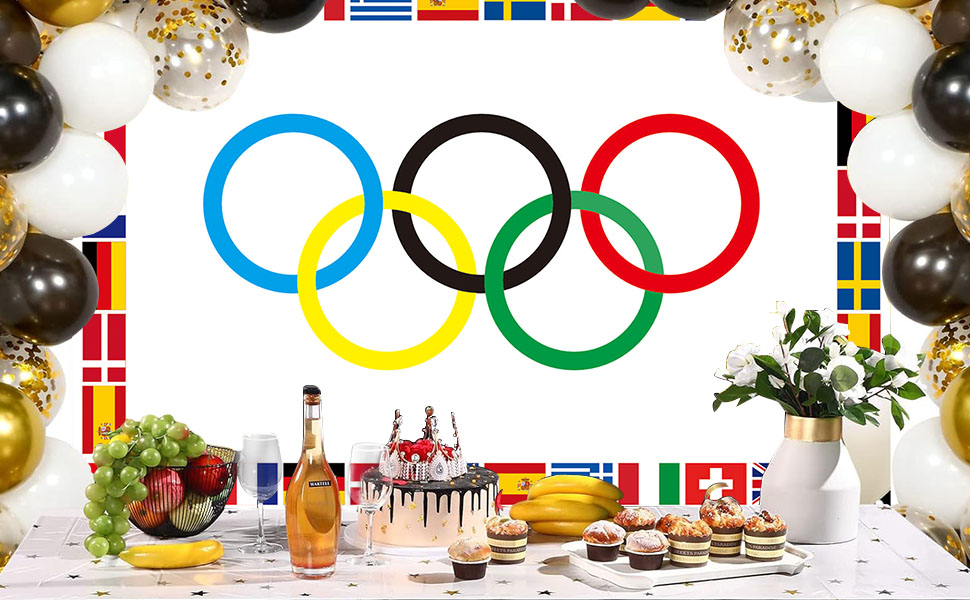 Bannière de décorations d'anneaux olympiques