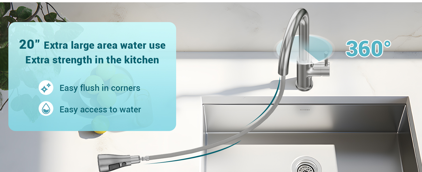 DAYONE Kitchen Mixer Tap with Pull Out Spray, SUS304 Stainless Steel Sink Taps Mixer