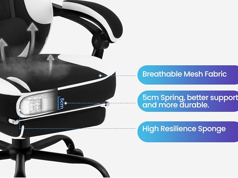 WOLTU Sedia Gaming, Sedia Ergonomica con Schienale Reclinabile