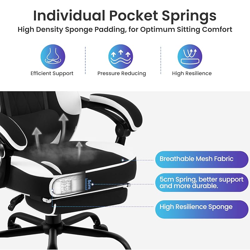 WOLTU Chaise Gaming. Fauteuil Ergonomique Réglable en Hauteur