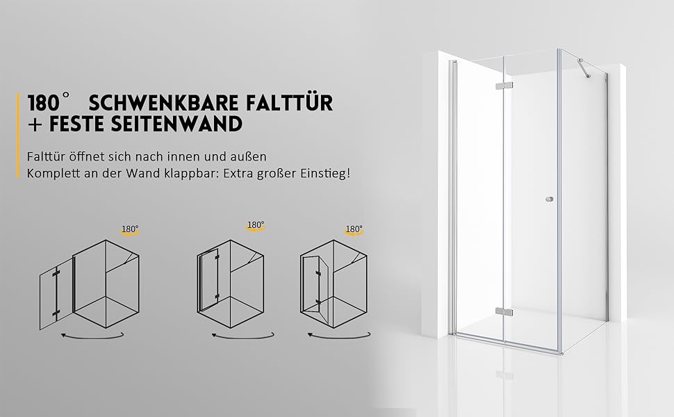 Duschabtrennung aus 6mm ESG gehärtetes Glas