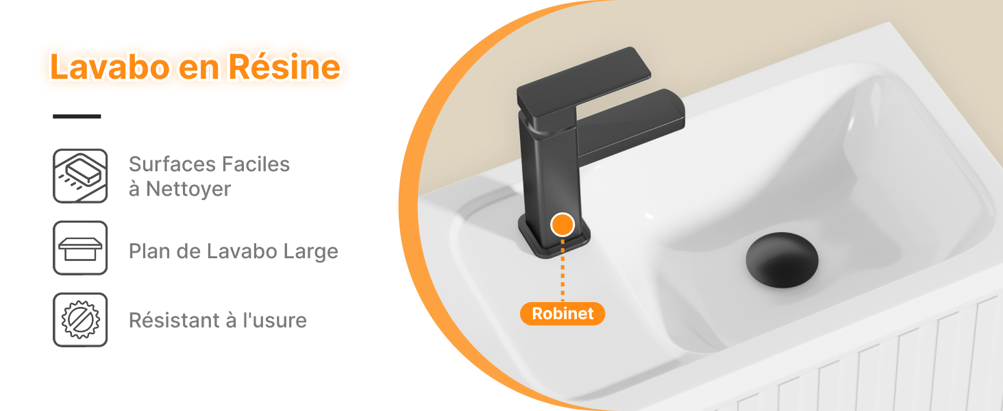 Le texte indique « Lavable en Risène » avec l'icône du dispositif de recharge. Le produit comprend un sac de rangement blanc et un chargeur portable noir ou une batterie externe avec des touches orange.