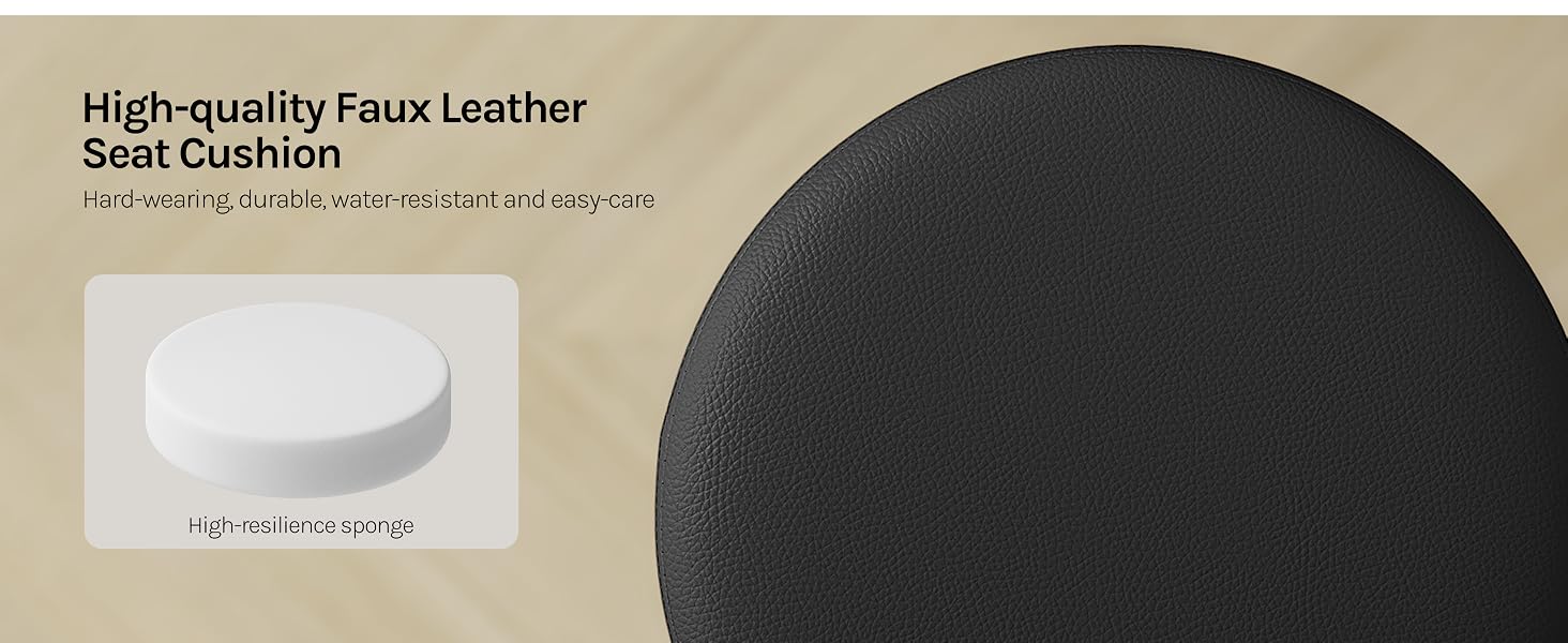 Text reads 'High-quality Faux Leather'.
[SENTENCE 13] Black leather desk pad or mat shown from multiple angles with smooth surface finish.