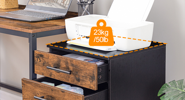 Aktenschrank, Rollcontainer mit 5 Schubladen, Holz Büroschrank, Kommode Aufbewahrungsschrank