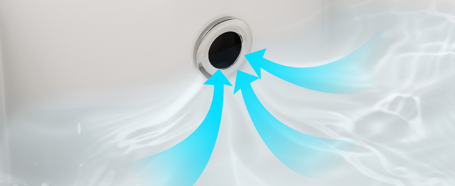 Illustration of air circulation from a white circular wall vent or fan, shown with light blue airflow arrows against a gray background.