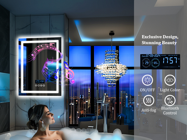 specchio Bagno con Luce Specchio Bagno LED con Bluetooth 3 Temperature Colore Dimmerabile
