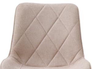 Dossier de chaise en tissu matelassé beige avec motif en losange et design profilé incurvé sur fond blanc.