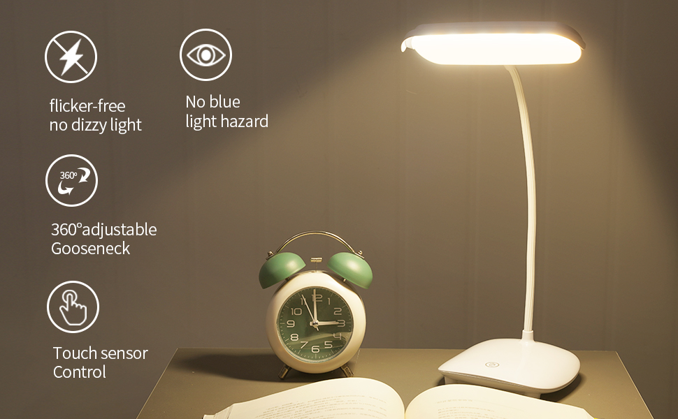 Wiederaufladbare kabellose Schreibtischlampe Batterie LED Tischlampe Kinder Batterie Leselampe