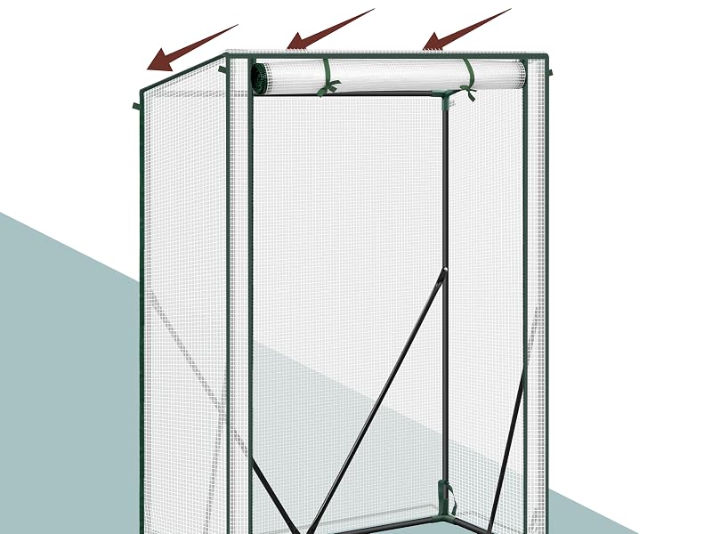 Diagramma tecnico che mostra un design del tetto inclinato con frecce che indicano lo schema del flusso dell'acqua piovana e gli elementi strutturali in una vista in