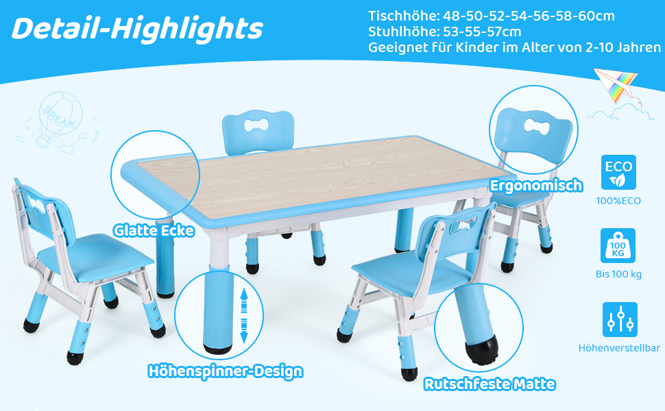 Table enfant avec 4 chaises
