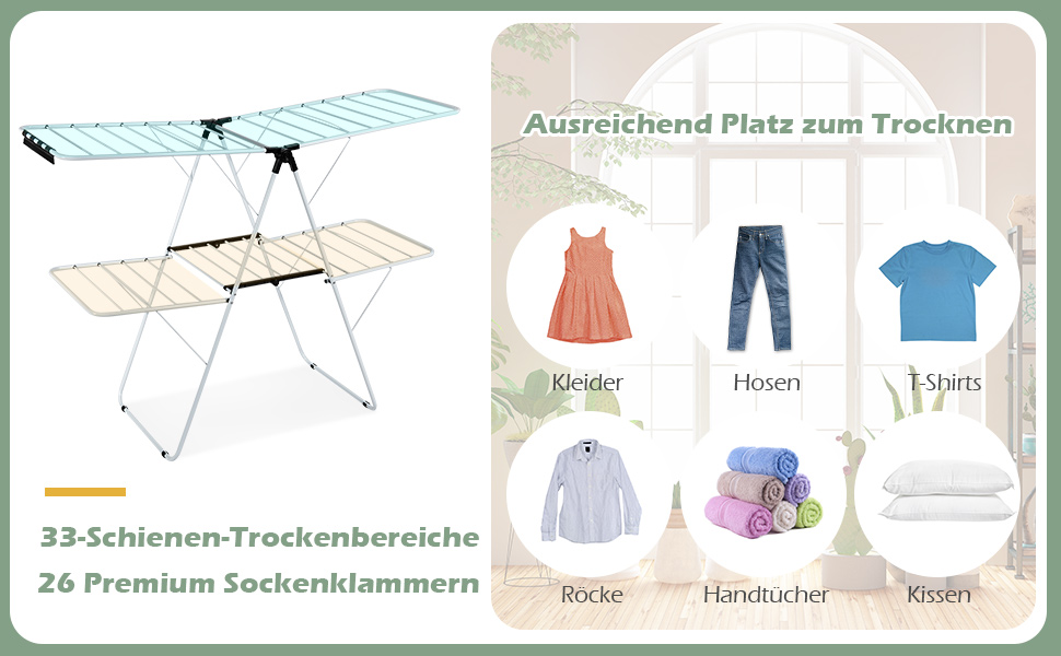 Wäschetrockner mit höhenverstellbaren Flügeln