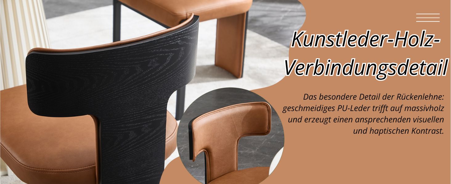 Der Text lautet „Kunstleder Holz Verbindungsdetail“.