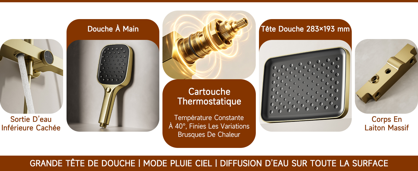 Le texte se lit comme suit : « Inspecte les rayons X », « Inspecte avant tout », « Calibrez », « IMAGINEZ LE DE DOORZIEN ANDER WELK DEEL VERBOGEN STAAT ON SURFACE » (texte partiellement visible). Grille de présentation de produits présentant quatre articles : un pistolet thermique, un appareil de mesure électronique, un outil/une plaque carrée texturée et un composant métallique à angles multiples.