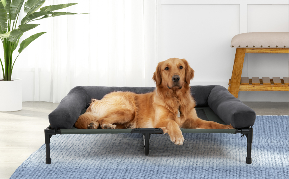 lit de camp pour chien sureleve surélevé dehoussable et lavable transat 40kg xxl 50kg pliable