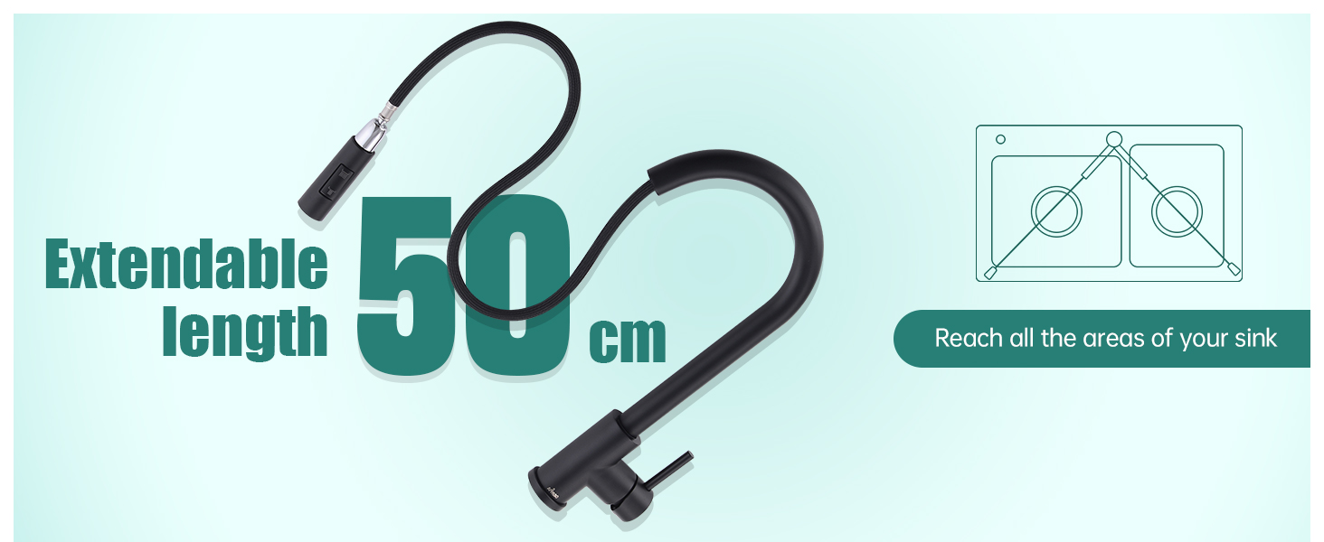 Modern Kitchen Faucet with Pull Down Sprayer Matte Black, Single-Handle High Arc Gooseneck