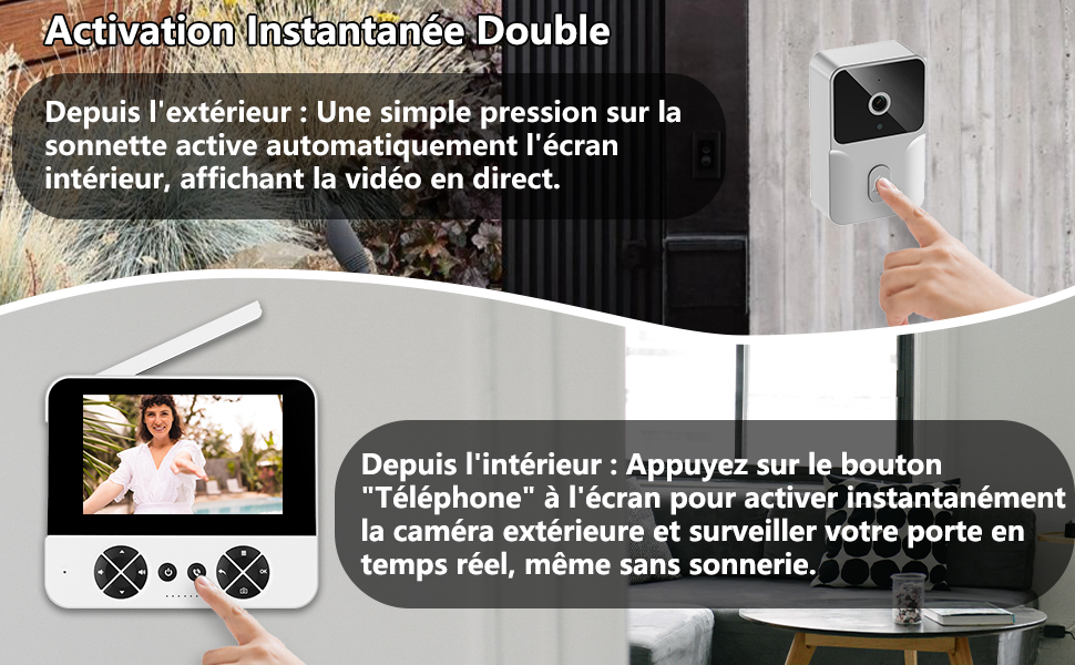 Timbre inalámbrico, cámara, videoportero, timbre, wifi, conectado
