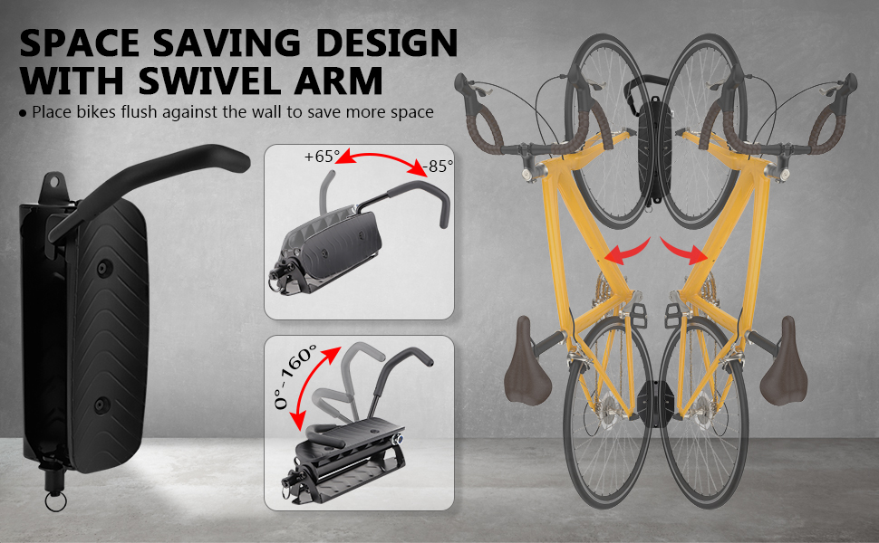 Supporto murale pivotante per bicicletta, uncinetti per bicicletta da garage, porte-vélos mural