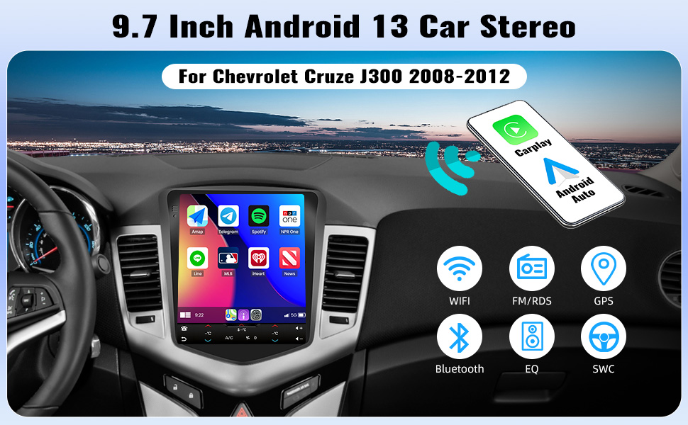 2+64G Android 13 Car Radio para Chevrolet Cruze J300 2008-2012