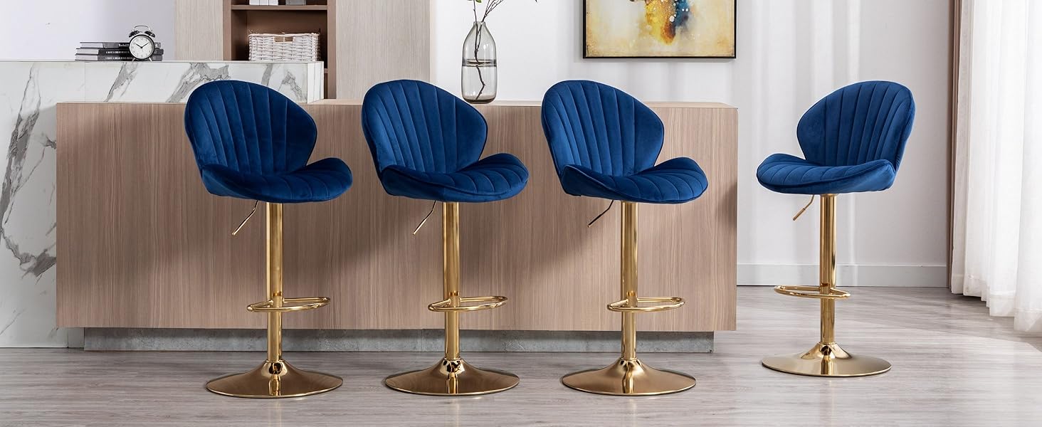 Chaise Haute Bar Reglable Wahson Tabouret De Bar Lot De 2 Chaise Bar Haute En Velours Tabourets De Comptoir Avec Repose-Pieds, Tabourets Hauts Pour Bar /Cuisine (Noir Tabouret Bar Beige