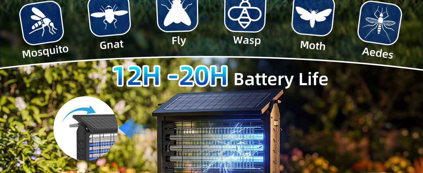 solar bug zapper outdoor 12h-20h Battery life