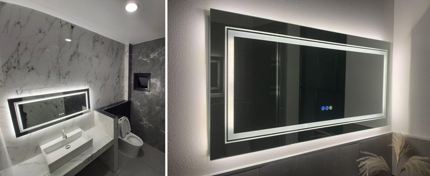 Specchio Bagno con Luce 100x70 Specchio Bagno LED disappannamento Dimmerabile Orizzontale Verticale