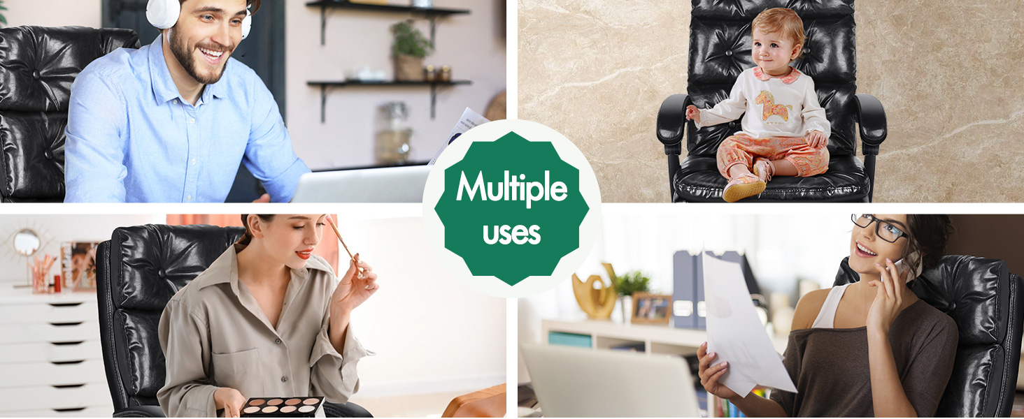 Text reads 'Multiple Users'. Horizontal collage showing various people working at desks with computers and digital devices in office or home settings.