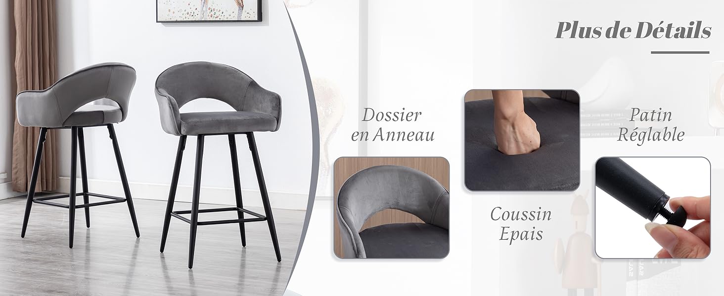 tabouret de bar pivotant lot de 2